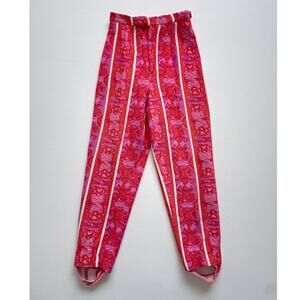 Vtg 60s Penney's Pink Patterned High Rise Mod Stirrup Pants / 25" XS Retro Talon